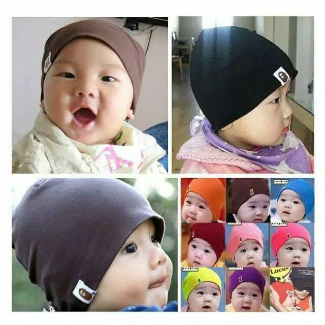 Topi Kupluk Bayi MURAH Unisex Lucu Motif Polos Topi Hat Anak Lembut Murah POLOS