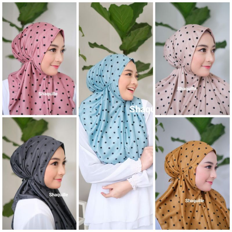 kerudung bergo Maryam motif polka// hijab instan bermotif
