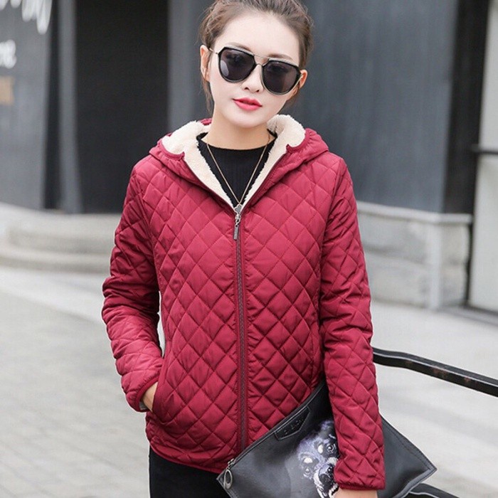 Jaket bulu tebal musim dingin wanita Winter jacket with hoodie