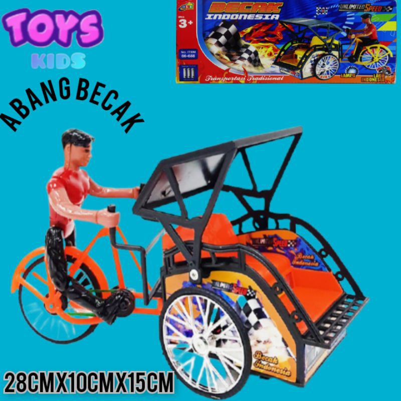 Mainan Anak Becak Indonesia Lampu dan Musik