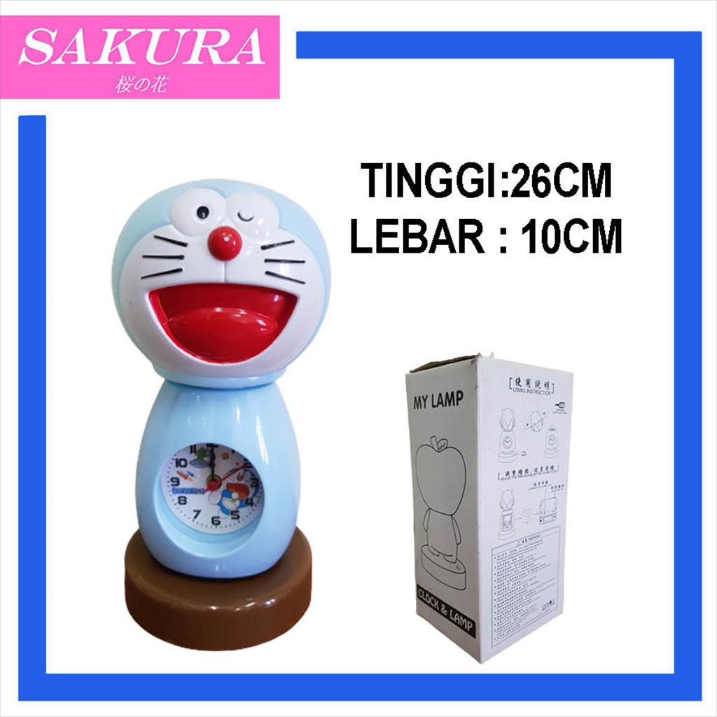 SAKURA Jam Beker/Jam Weker/Jam Meja +Lampu Bentuk Emon 331