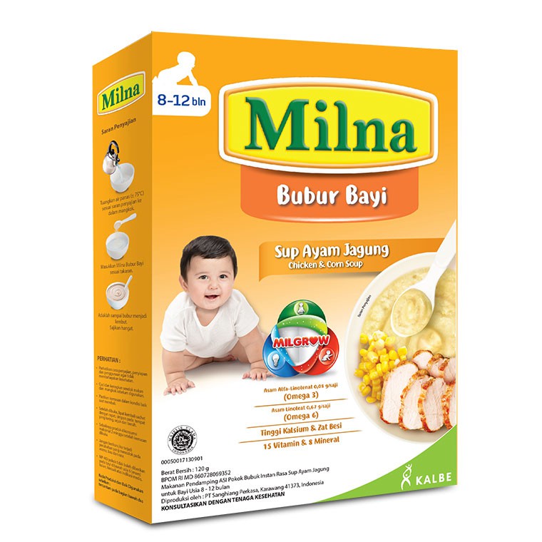 Milna Bubur Bayi Reguler Sup Ayam Jagung 120g 8-12 bln