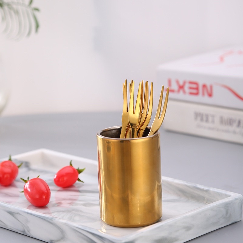 HOME DECOR Garpu Kecil untuk Kue / Buah Gold Dessert fork Cutlery set