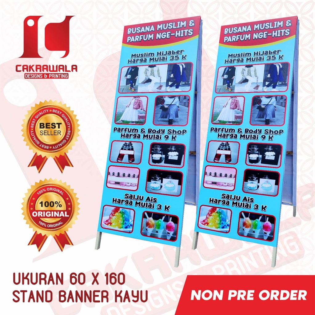STAND BANNER KAYU UKURAN 60 X 160 - STANDING BANNER KAYU PROMOSI