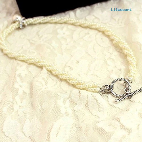 Kalung Choker Rantai Dengan Liontin Mutiara Imitasi Untuk Wanita