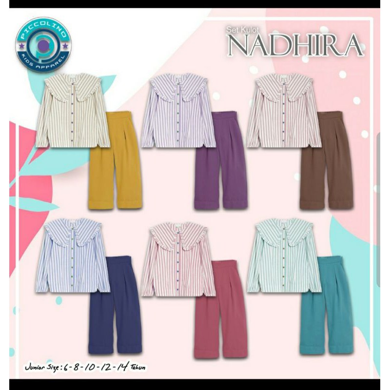 Setelan Baju Anak Perempuan Pakaian Anak Perempuan Set Kulot Nadhira by Piccolino 6 Tahun - 14 Tahun