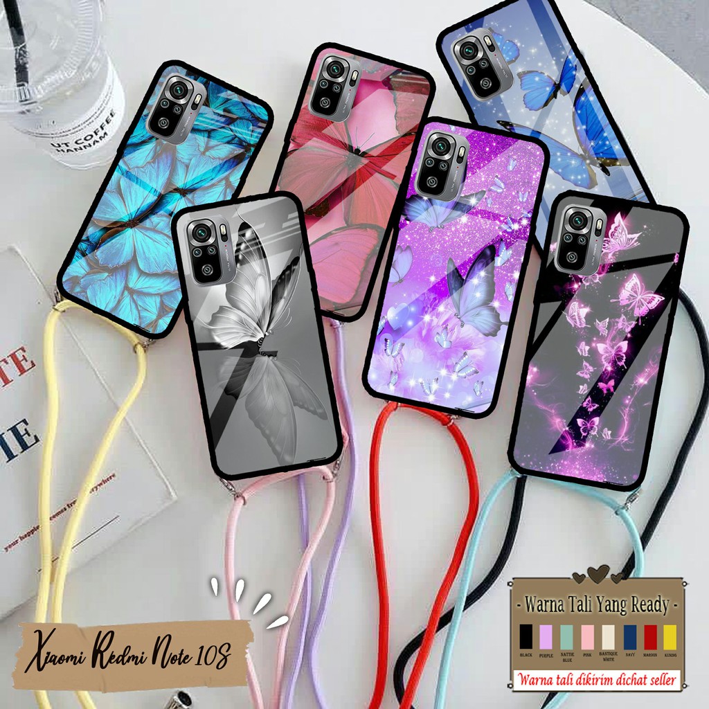 Soft Case Glass Kaca XIAOMI REDMI NOTE 10S Tali kesing kaca Case Glass CASE TALI Case handphone case
