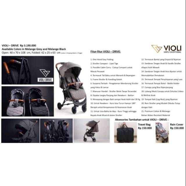 VIOLI DRIVE Stroller / stroller traveling super ringan / stroller bayi / violi / travel friendly / stroller murah