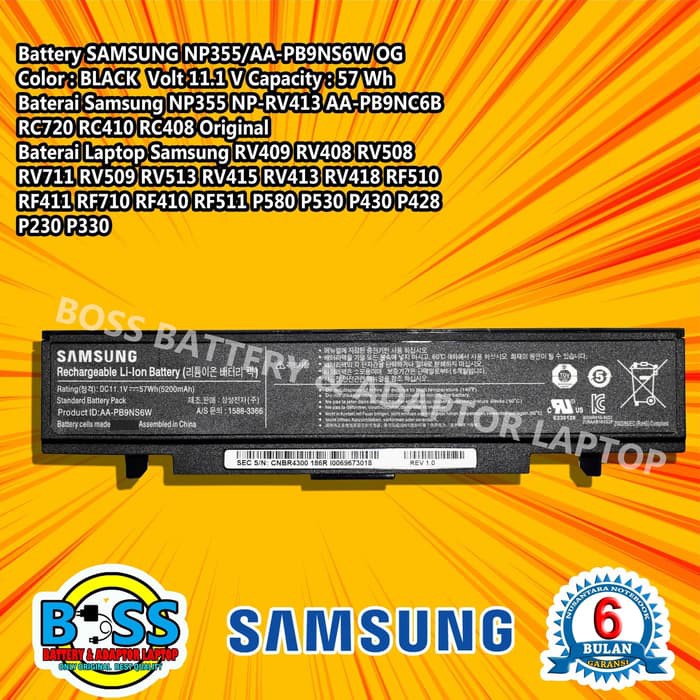 100% ORIGINAL l Baterai Samsung NP270 NP270E4V NP275 NP355 NT270E R428