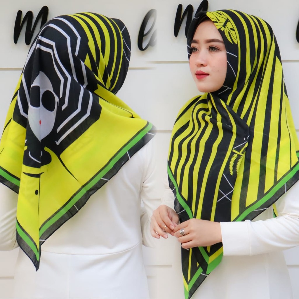 Jilbab Square Segiempat Premium Voal Motif By Ima Scraf NN