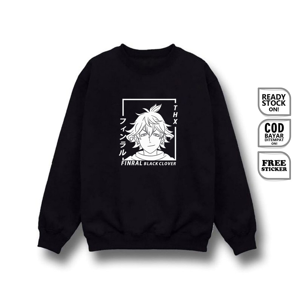 SWEATER CREWNECK ANIME MANGA FINRAL ROULACASE FINRARU BLACK CLOVER GAUCHE VANESSA LUCK YAMI MAGIC SC