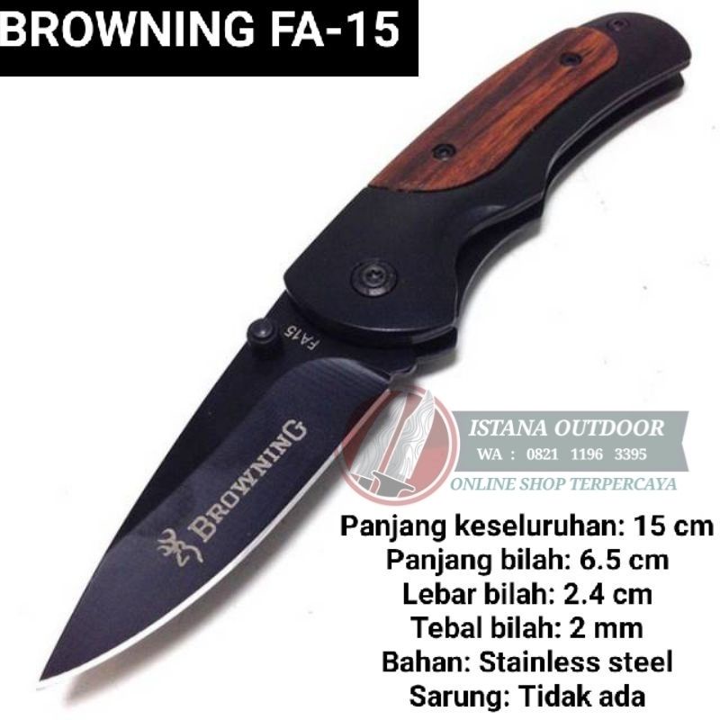 BERKUALITAS PISAU SURVIVAL MULTIFUNSI Pisau Lipat Browning FA15 - Pisau outdoor - pisau berburu -