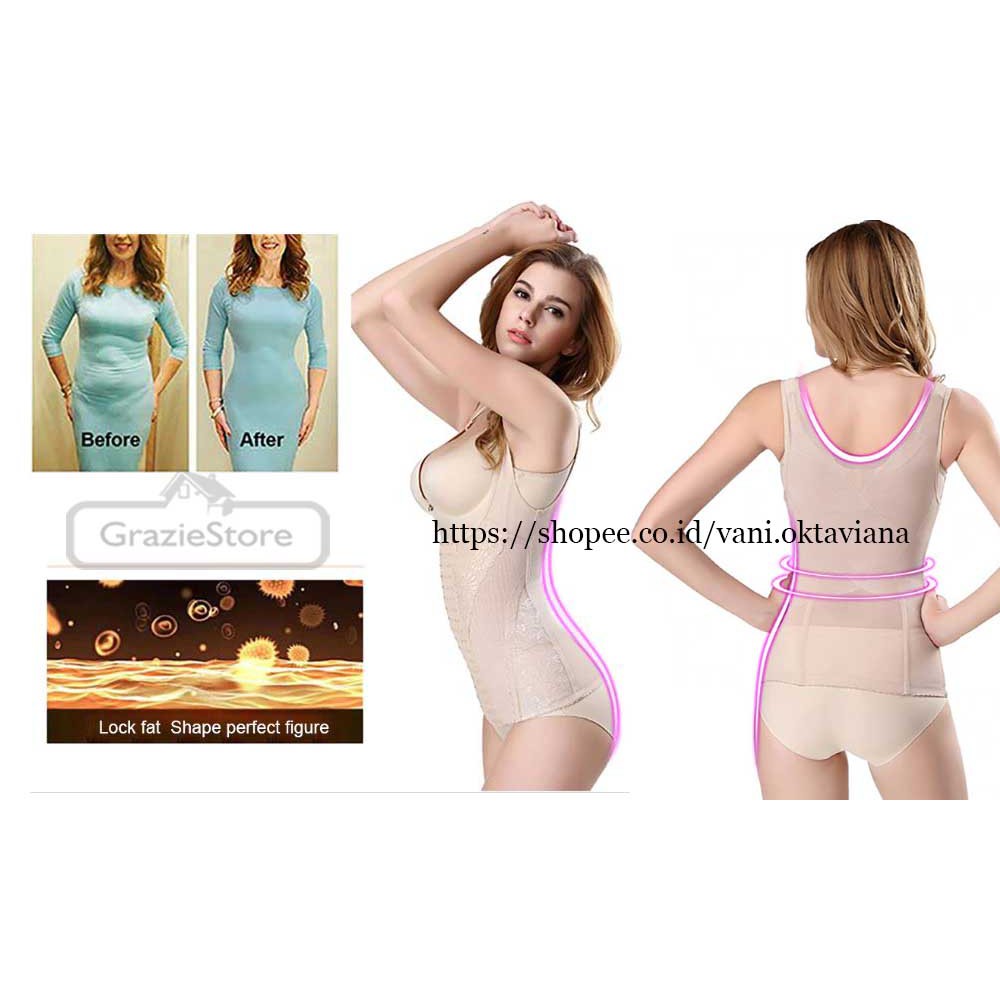 COD || Korset Pelangsing Korset Pengait 6 Rows Hooks Waist Cincher Body Shaper Pembakar Lemak