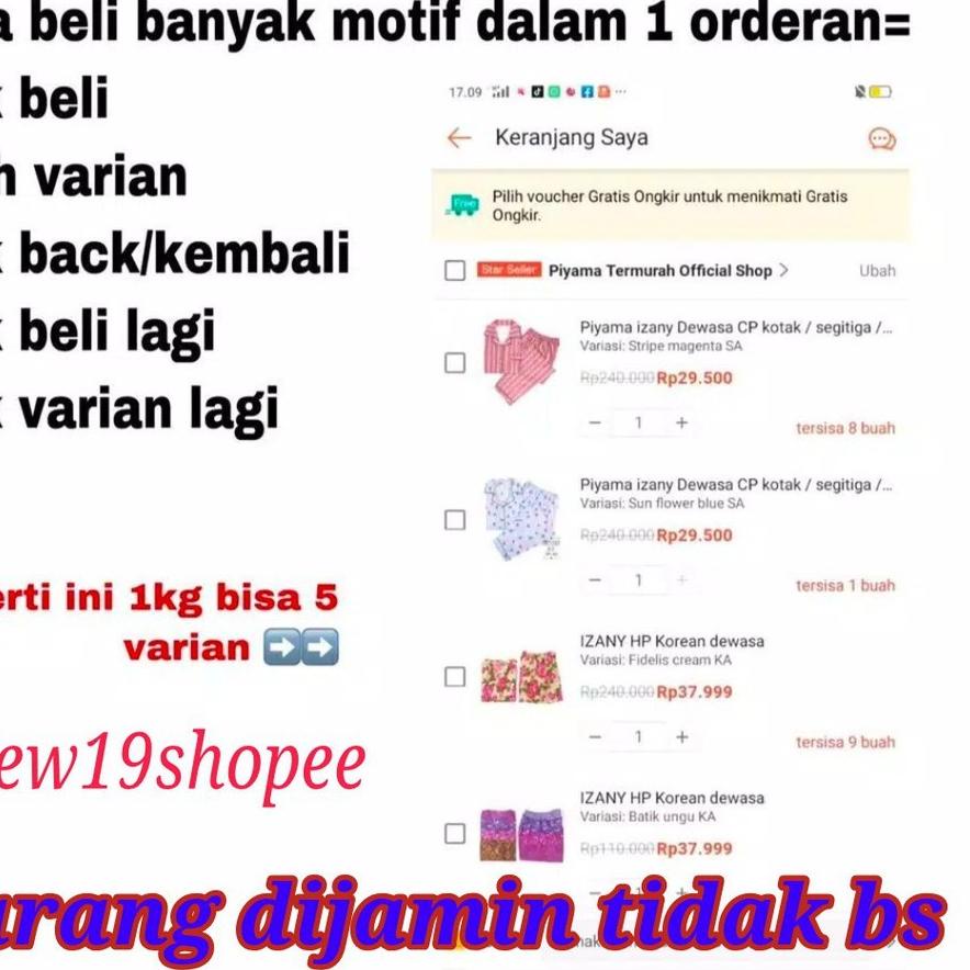 ❇ PIYAMA CP JUMBO 3IN1 SIZE XXL/KARAKTER/BAJU TIDUR DEWASA/JANBOL/BATIK ❄