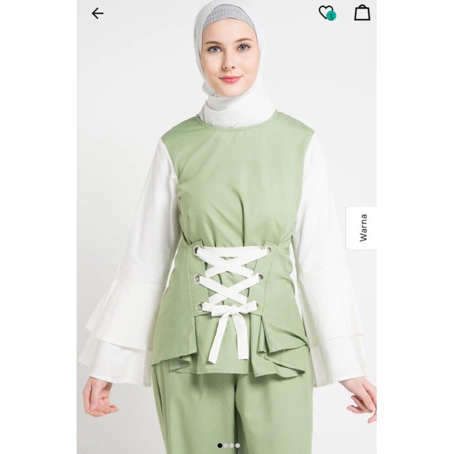 Blouse Atasan Muslim Wanita Dengan Tali Depan Sage Green - Aira Muslim Butik // Baju Muslimah Fashio
