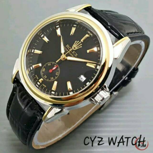 Jam Tangan Pria Elegant Exclusive ROLEX Master Premium Watch Black Gold