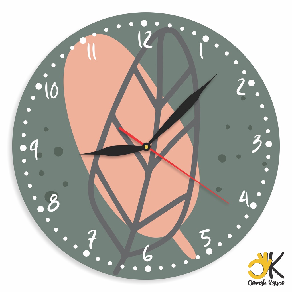 JAM DINDING UNIK AESTHETIC SHABBY CHIC WALL CLOCK RUMAH KAYU BOHO ESTETIK RETRO-PEACOCK LEAF