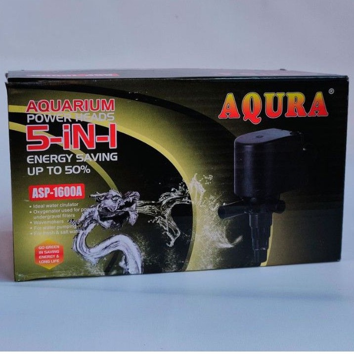 Pompa Celup AQURA ASP-1600A Filter Aquarium Aquascape Hidroponik 16watt power head Submersible Pump