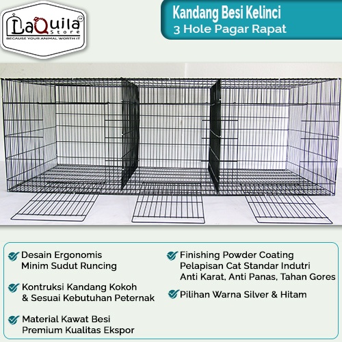 Kandang Galvanis Kelinci 3 Hole Rapat
