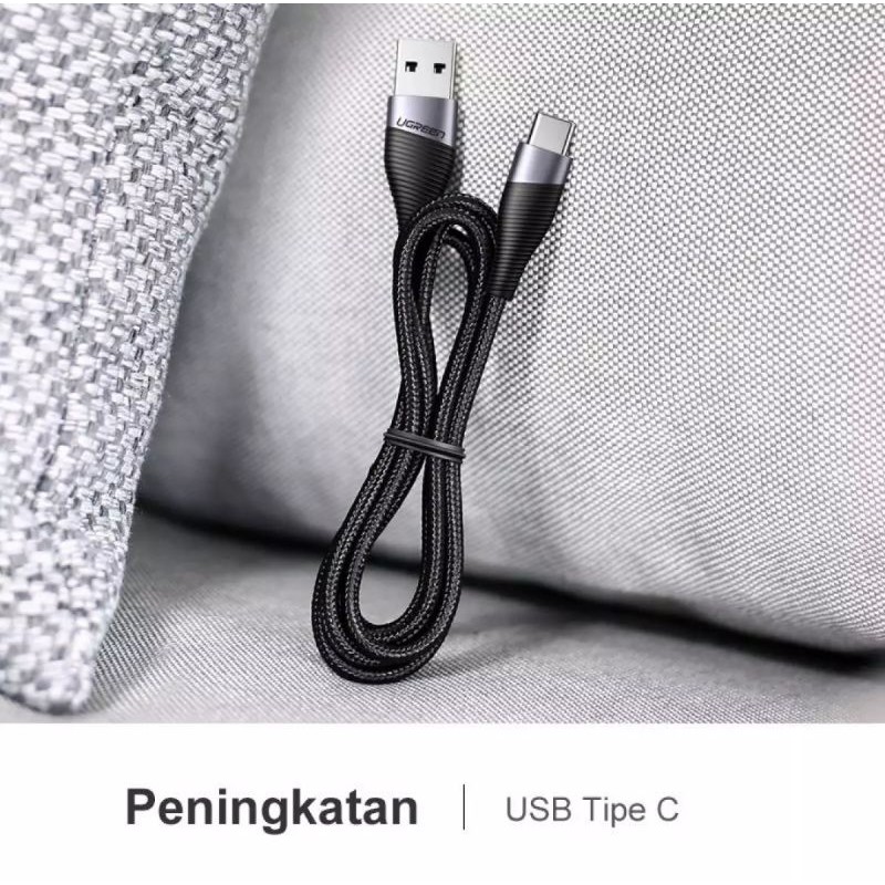 Kabel Ugreen Usb C 3A Quick Charge QC Nylon Ugreen Kabel Type C Braided Fast Charging