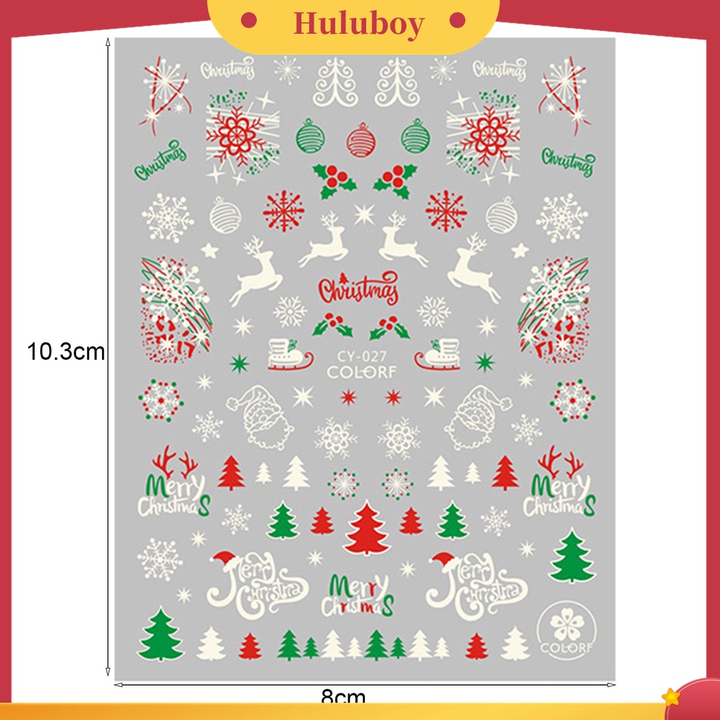 Huluboy Huluboy♡ 1 Lembar Stiker Kuku Desain Snowflake Natal Tahan Lama Untuk Salon Kecantikan