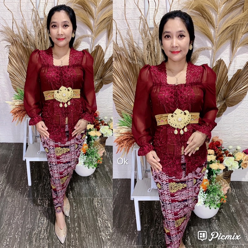 kebaya jadi bordir motif bunga