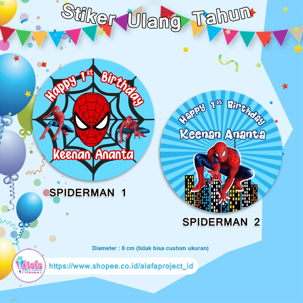 

alafaproject Stiker Ulang Tahun Custom Spiderman