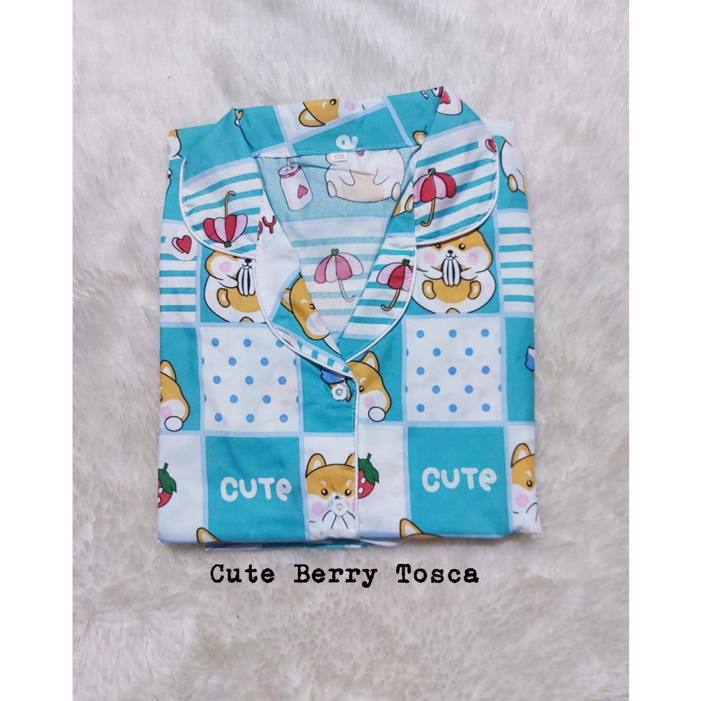 Setelan Piyama Baju Tidur  CP  JUMBO BIG SIZE  LD  116 - 120 Cm Motif Dewasa.-CUTE BERRY TOSCA