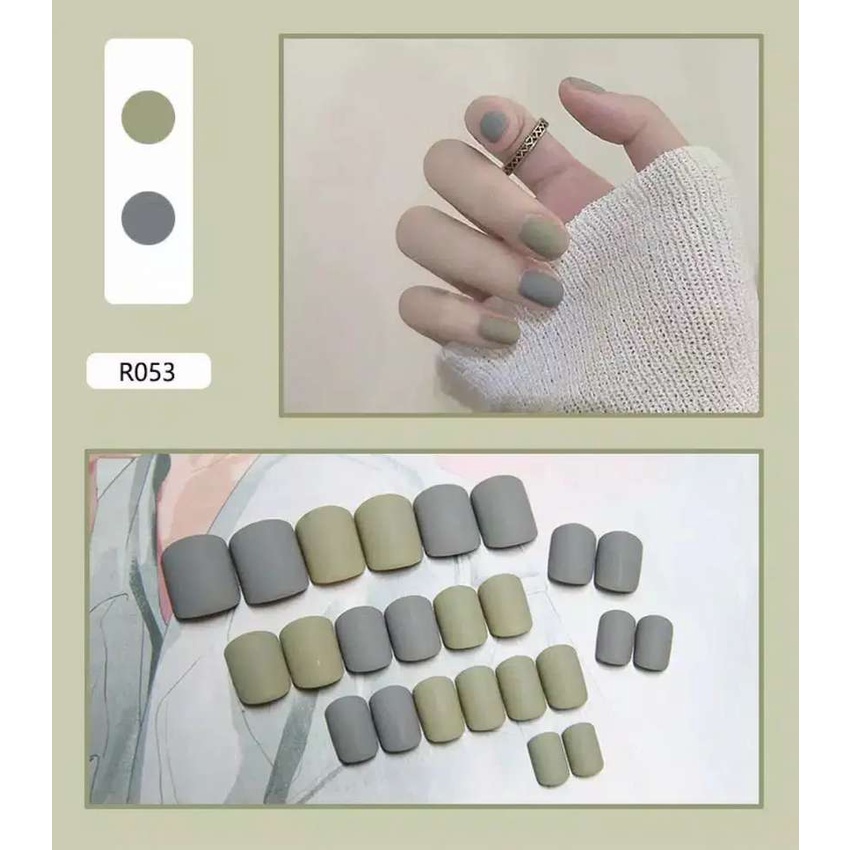 Tas bersama 24 PCS Kuku Palsu Dan Lem /Fake Nail Art 3d /Stiker Kuku Tahan Air