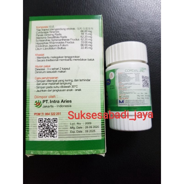 AA CORDIALUNG/BU FEI WANG ( UTK KESEHATAN PARU-PARU/BATUK/SESAK NAFAS/ASMA)-1