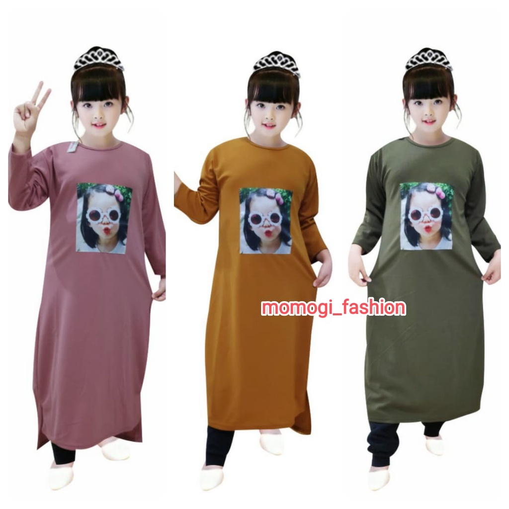 MOMOGI-MIDI DRESS ANAK PEREMPUAN MOTIF KARAKTER / LONG TUNIK ANAK (Usia 5th-10th)