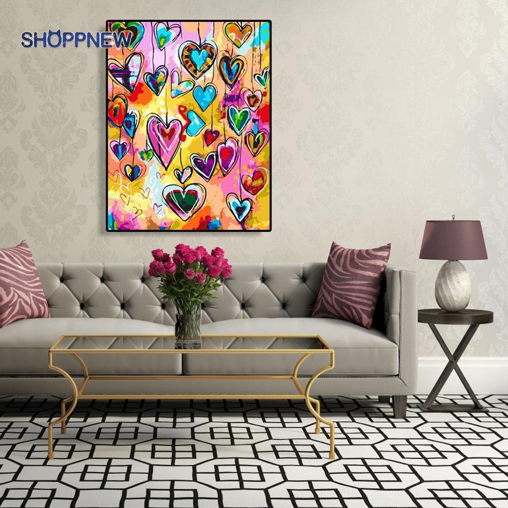 Ready Painting By Numbers Kit Diy Love Heart Hand Painted Canvas Oil Art Picture Sho Shopee Indonesia