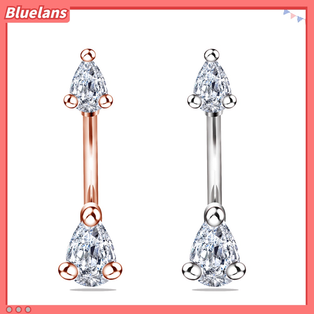 Bluelans 1Pc Women Cubic Zirconia Inlaid Stainless Steel Piercing Belly Button Navel Ring