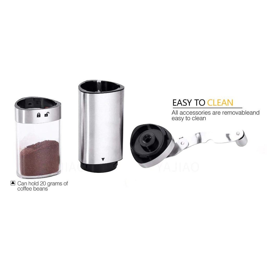 Alat Penggiling Kopi Manual Coffee Grinder Portable - Yajiao EC03 - Silver