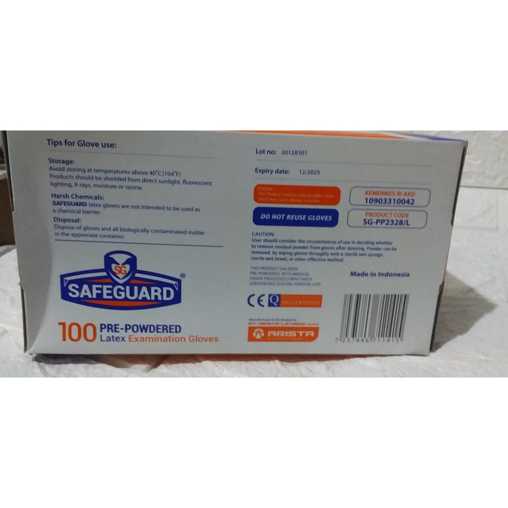 Sarung tangan safeguard pre powdered isi 100pcs