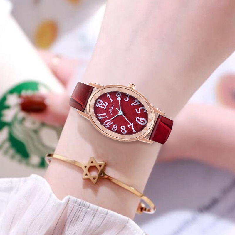 SANGCAKRA COD - Jam Tangan Wanita Fashion Kulit Retro Round Small Women Watches Analog Cewek Dengan Strap Pu Leather Dial Angka Korean Fashion Import - JW52