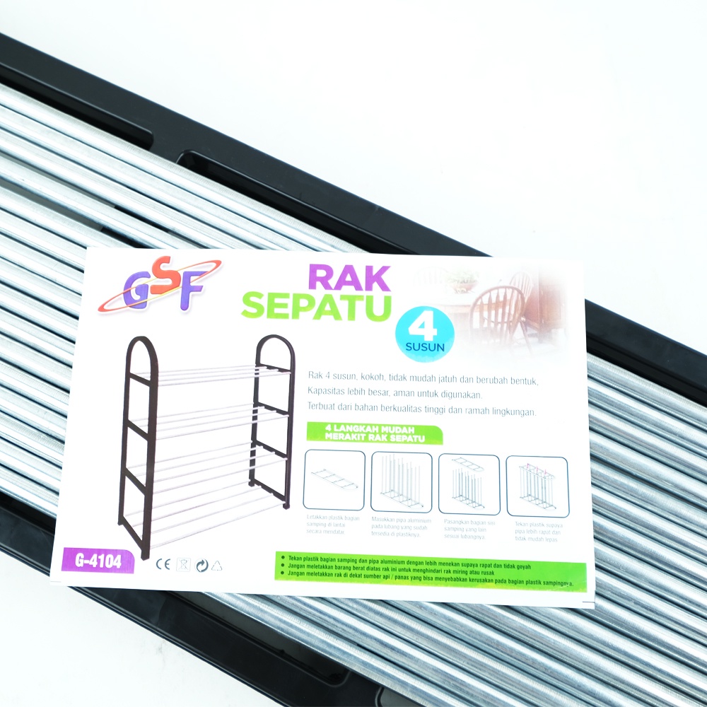 Rak Tempat Sepatu Sandal Susun 4 Stainless Serbaguna GSF G 4104