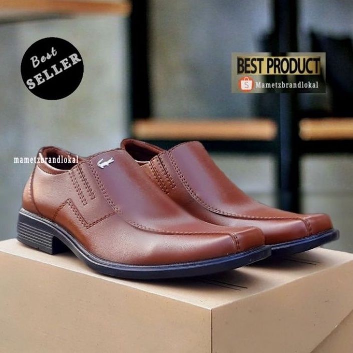BEST PRODUCT - Sepatu Pantofel Hitam Coklat Pria Tanpa Tali Pendek Kulit Swedian Formal Kerja Kantor-2