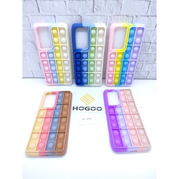 SILICONE CASE POP IT SAMSUNG S21 ULTRA -CASE PENGHILANG STRESS RAINBOW