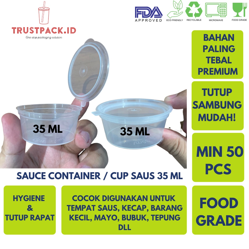 Tempat Saos Plastik 35 ml/ Cup Sambal / Sauce Container