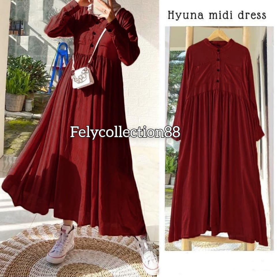 Hyuna Midi Dress // Casual Dress Wanita Terbaru