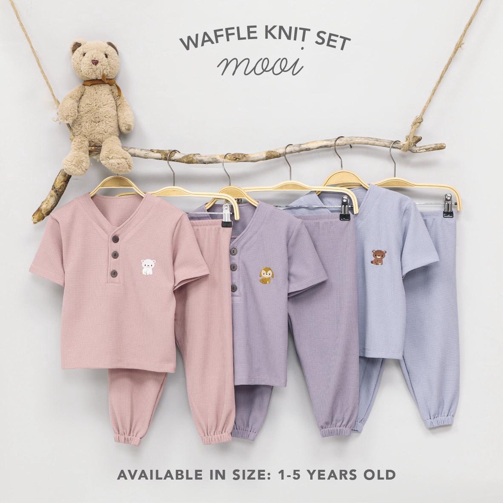 PROMO 7.7 PROMO BAJU LEBARAN MURAH Mooi Setelan Waffle Knit Set - Mooi Setelan Baju pendek Celana Panjang