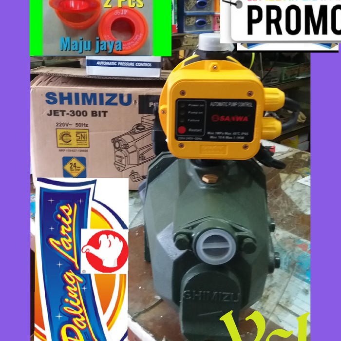 Garansi pompa air dorong Shimizu semi jet 300 bit pump booster 250 watt automatic pressure control a