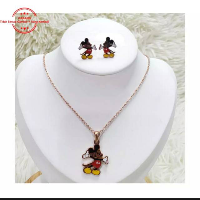 Kalung anak titanium ANTI KARAT mickey mouse gold