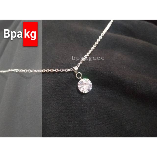 Kalung diamond simple putih # Kalung monel besi putih asli anti karat silver murah cewek wanita imut