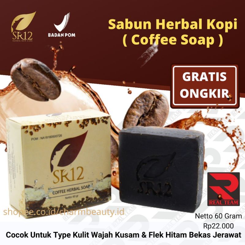 Sabun kopi sr 12/coffe herbal soap sr12/sabun kopi BPOM/ sabun kopi natural