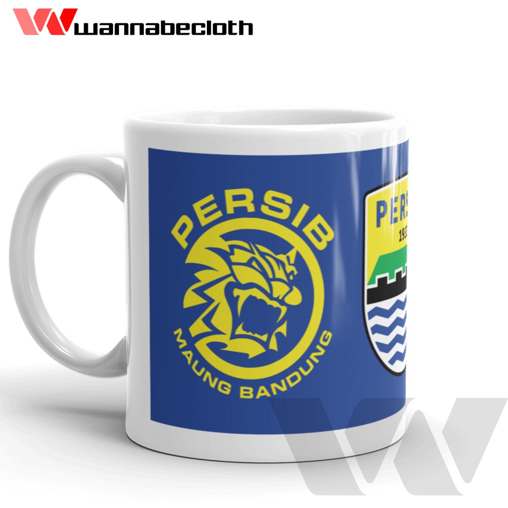 Gelas Mug PERSIB Keramik Porcelain Souvenir PERSIB BANDUNG Maung Bandung Biru