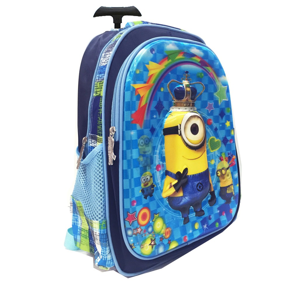 Tas Anak Sekolah | Tas Troley Sekolah Anak Minion Crown 5D Timbul Gambar Ubah2 SD Tas Sekolah Anak