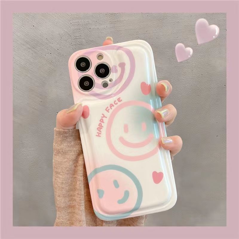 Case Desain Smiley Face Warna Pink Dengan Gelang Untuk IPhone 12 13 11 Pro Max X Xs Max Xr Jkhj