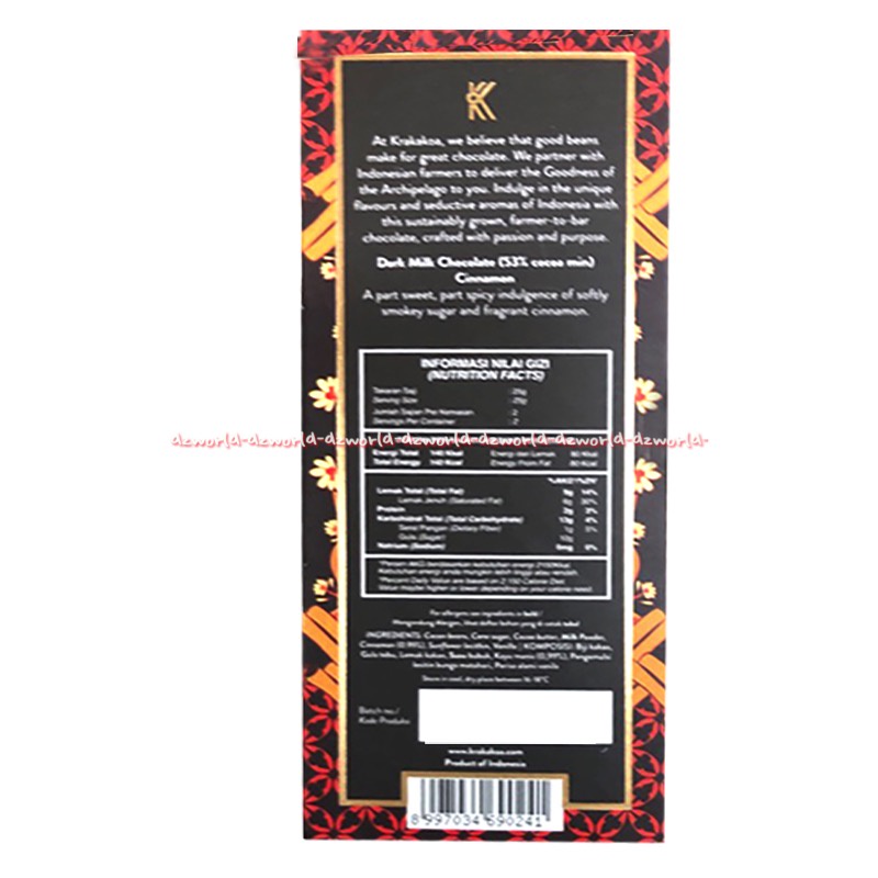 Krakakoa 60% Cocoa Chilli Dark Chocolate 59% Cocoa Sea Salt peppers 52% Ginger Dark Milk Cokelat Coklat Hitam Kokoa Cracacoa Kracoa